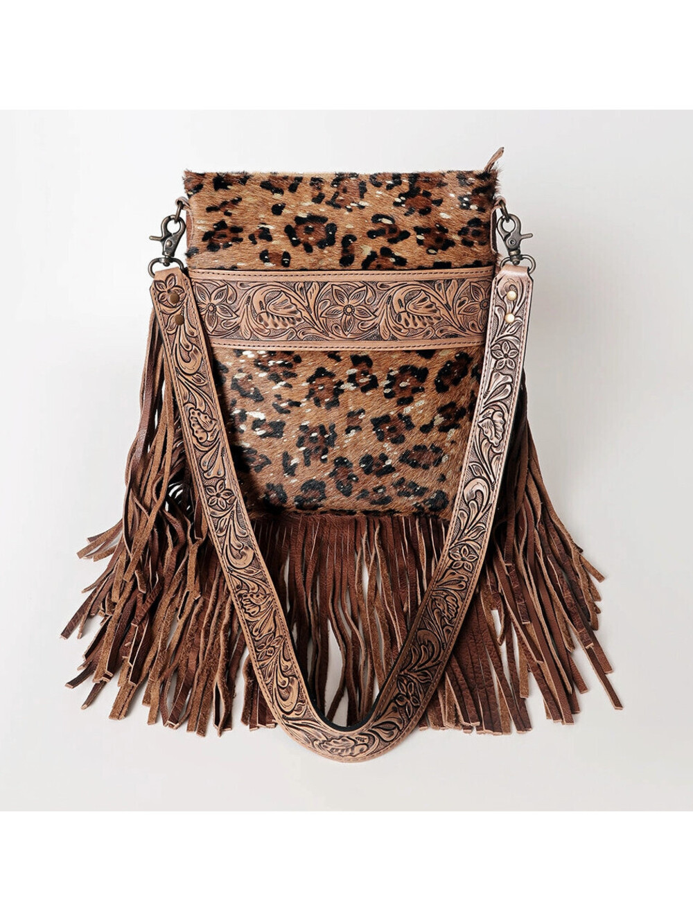 Leopard American Darling Messenger Full Grain Genuine Leather Western Hippie Bag